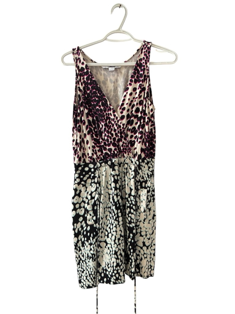 Diane von Furstenberg DVF Silk Pleated Dress Size 2 Multicolor Print Sleeveless